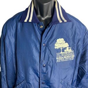 Vintage Houston Athletics Windbreaker Jacket XL Navy Blue Lined Snaps Pockets
